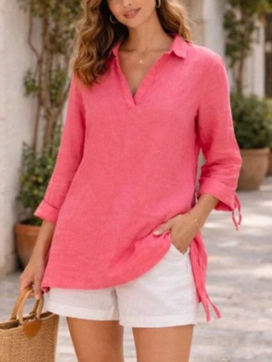 Isaac Mizrahi Tops - NWT Isaac Mizrahi Pink Linen Tunic Top